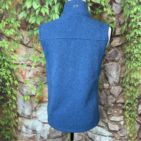 VINEYARD VINES Blue Sleeveless Zip Front Fleece Vest, S - Picture 9 of 12